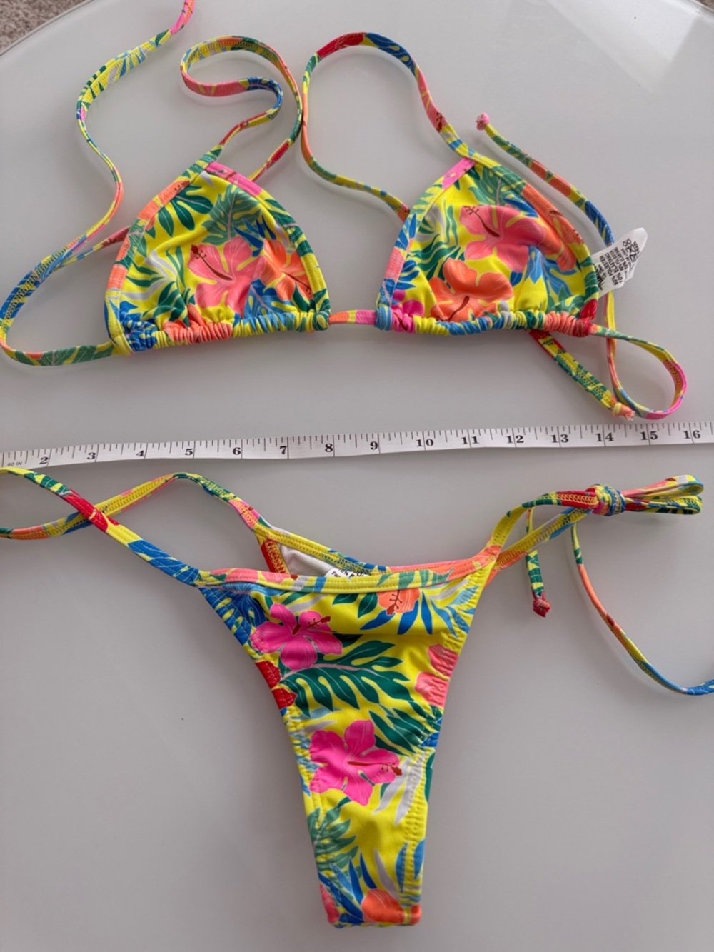 Women’s Yellow Floral Triangle Bikini Set - Tropical Print